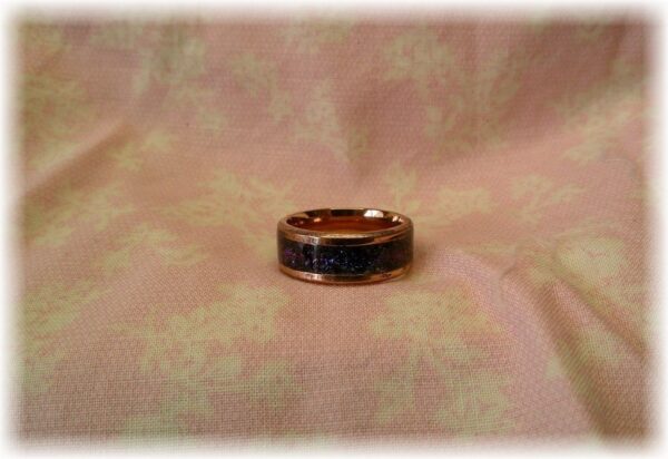 Rose gold, resin, purple glitter - Size 8