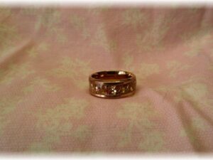 Rose gold, resin, pink & gold glitter - Size 8