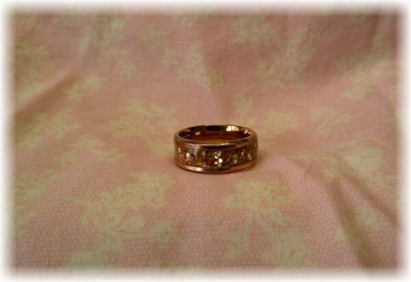 Rose gold, resin, pink & gold glitter - Size 8