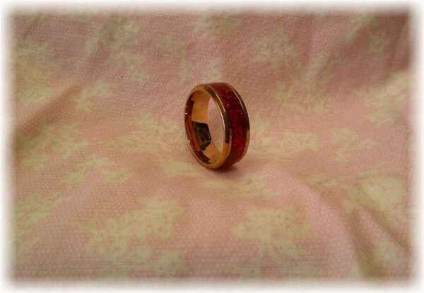Rose gold, resin, red glitter - Size 9 - Image 2